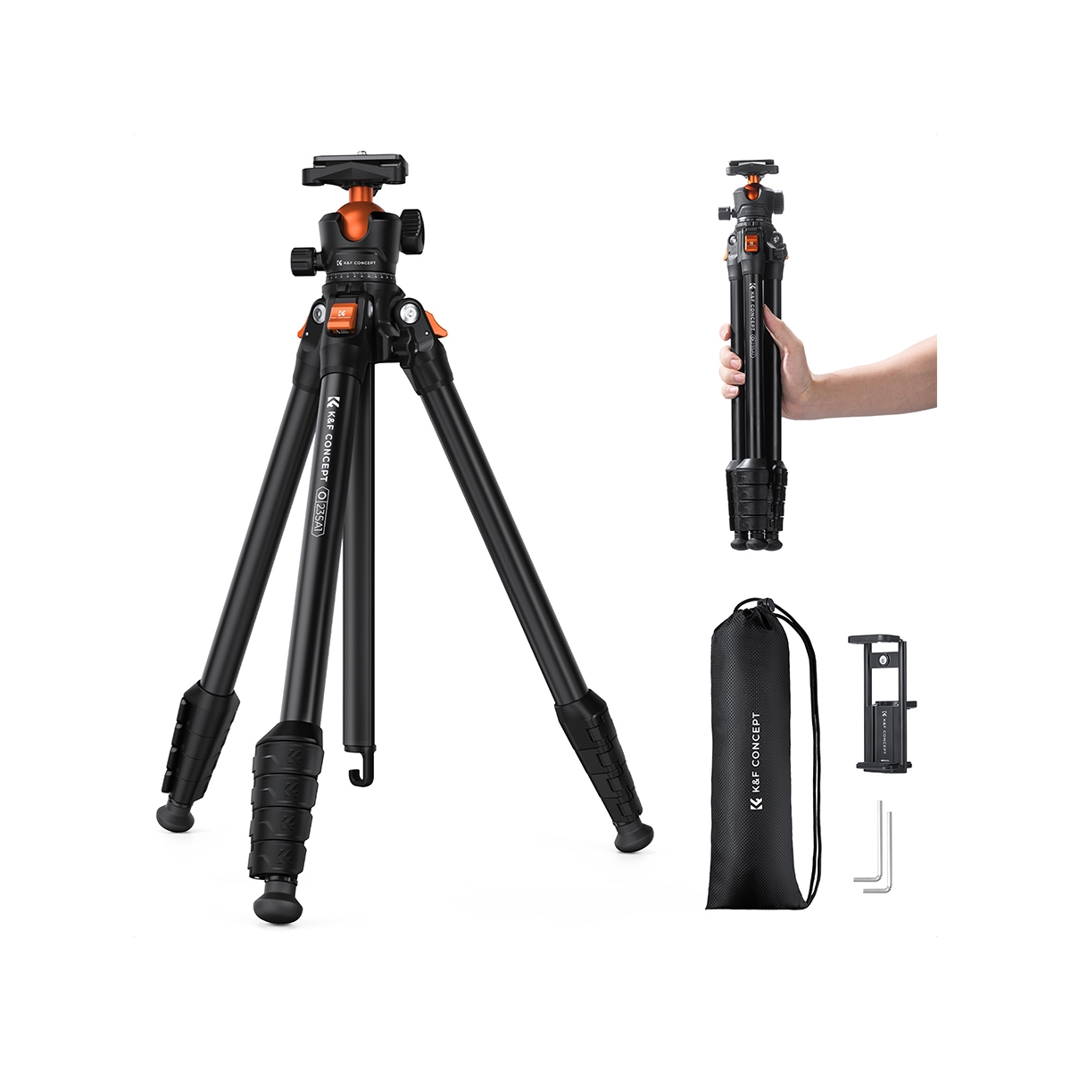 K&F Concept (KF09.161) Lightweight Compact Aluminum Travel Tripod