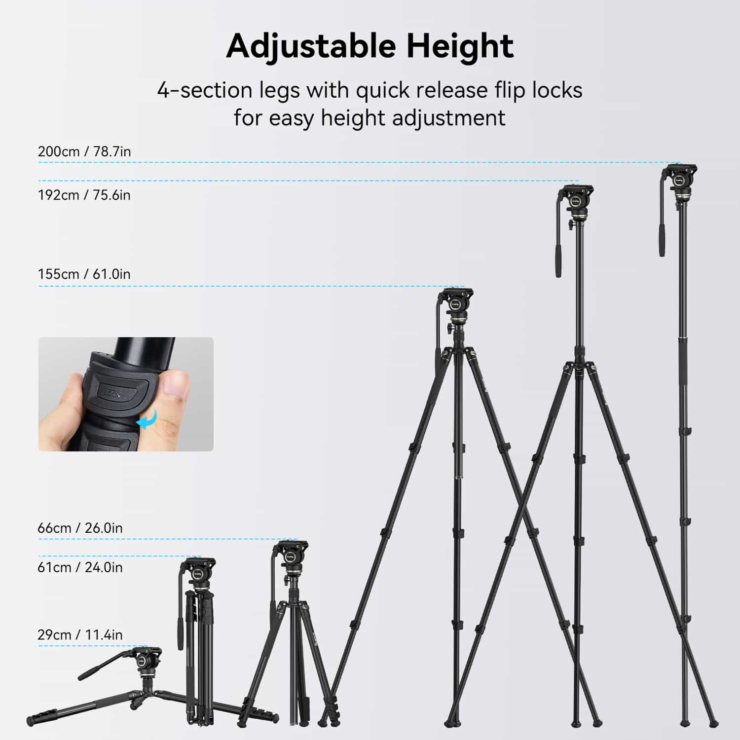 Smallrig (4475) CT-210 Video Fluid Head Tripod 4