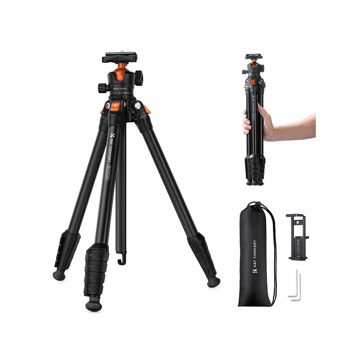 K&F Concept (KF09.161) Lightweight Compact Aluminum Travel Tripod 1