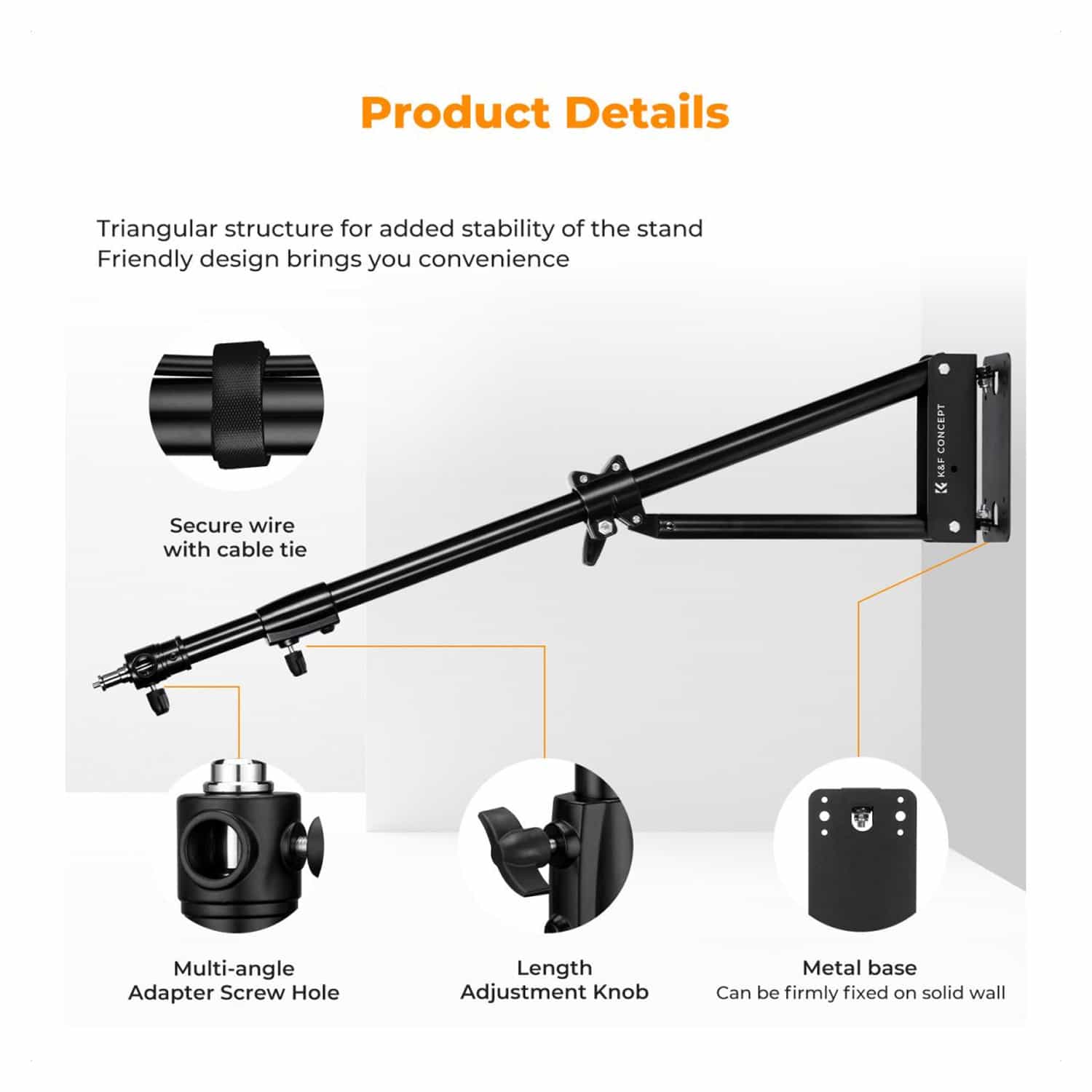 K&F Concept (KF34.049) Wall-Mounted Triangle Boom Arm 3