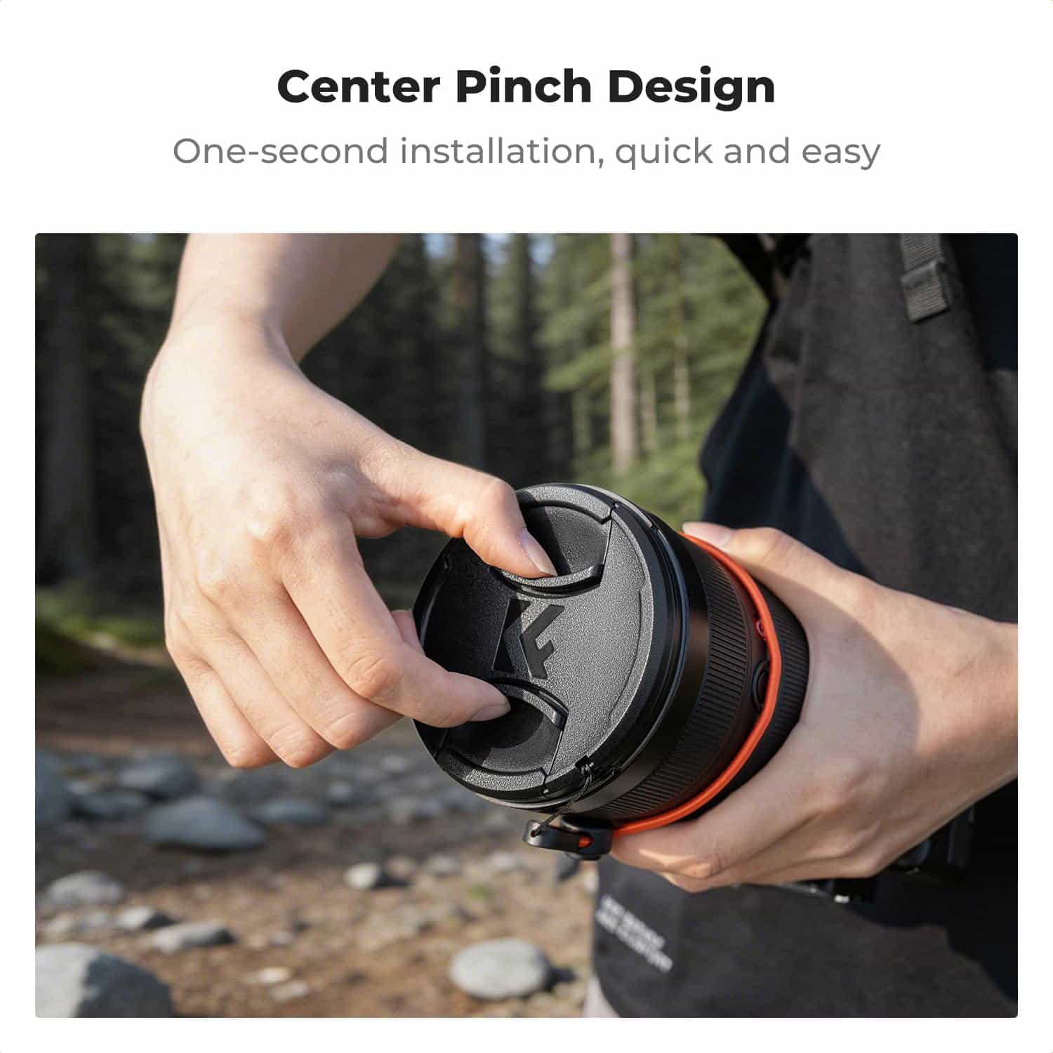 K&F Concept Lens Cap Cover 4-in-1 Center Pinch Lens Cover + Anti-Loss Keeper Leash + Microfiber Cleaning Cloth Kits Filter 3