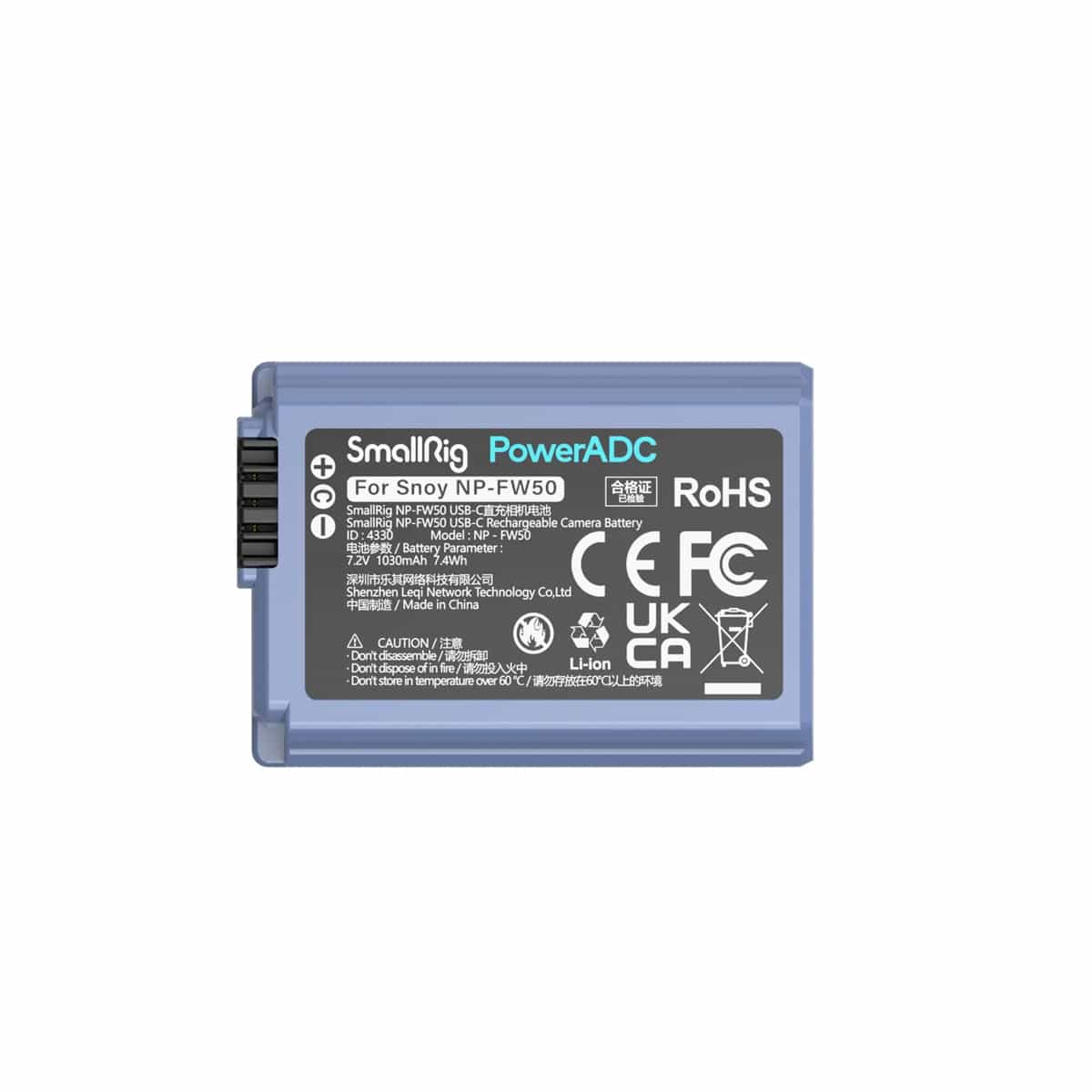 Smallrig (4330) Sony NP-FW50 USB-C Rechargeable Camera Battery 3