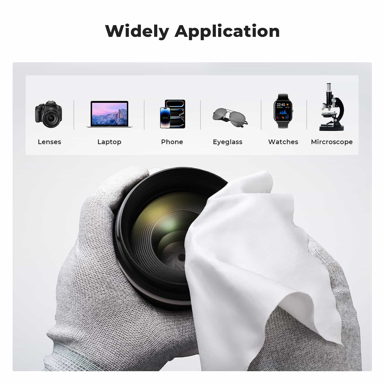 K&F Concept 10 Piece Pack Microfiber Cleaning Cloth Dust-Free White for Glass, Lenses, Phones, Screens 15*15cm 4