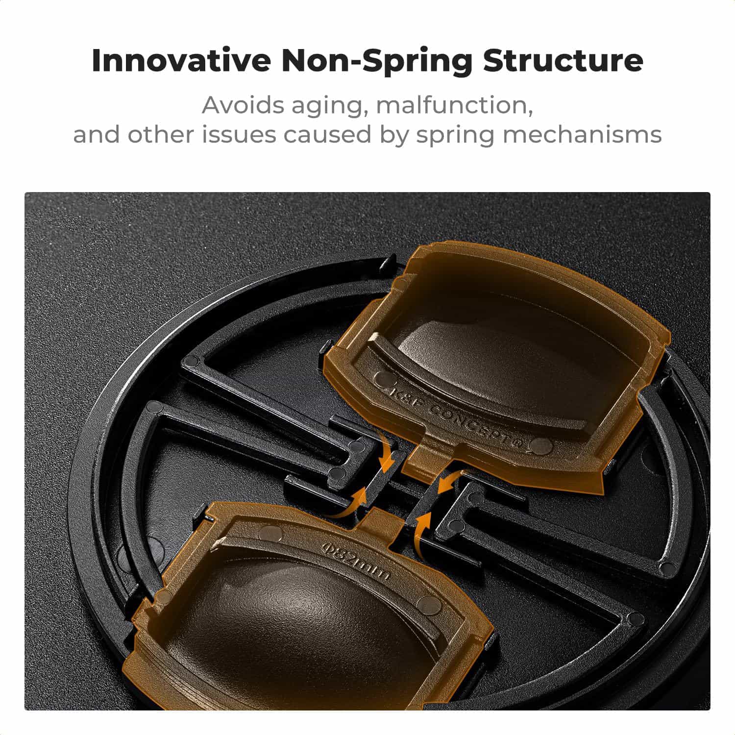 K&F Concept Lens Cap Cover 4-in-1 Center Pinch Lens Cover + Anti-Loss Keeper Leash + Microfiber Cleaning Cloth Kits Filter 4