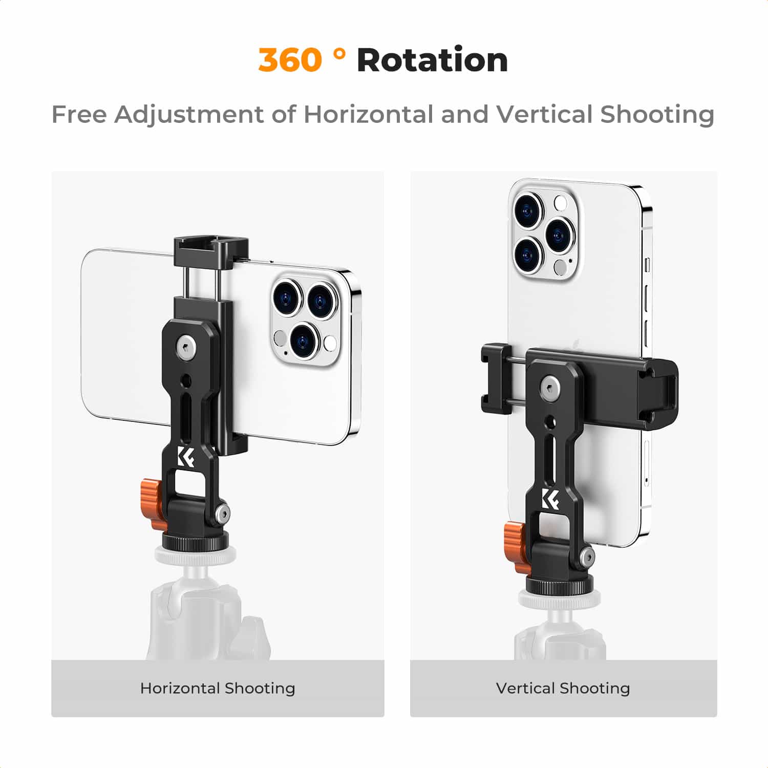 K&F Concept (KF31.094) Metal Phone Tripod Mount, Universal Smartphone Stand with 2 Cold Shoe Mount 5