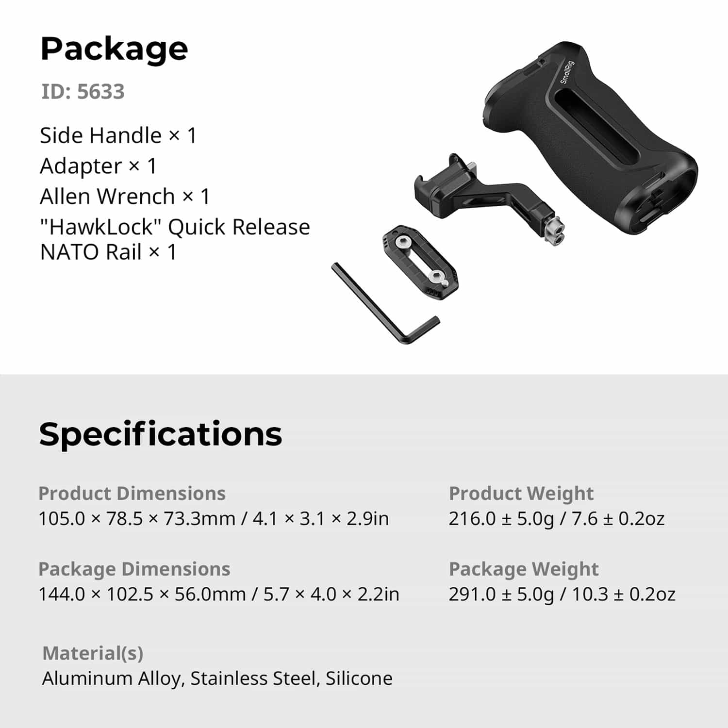 Smallrig (5633) HawkLock H21 Quick Release Side Handle with NATO Rail 8