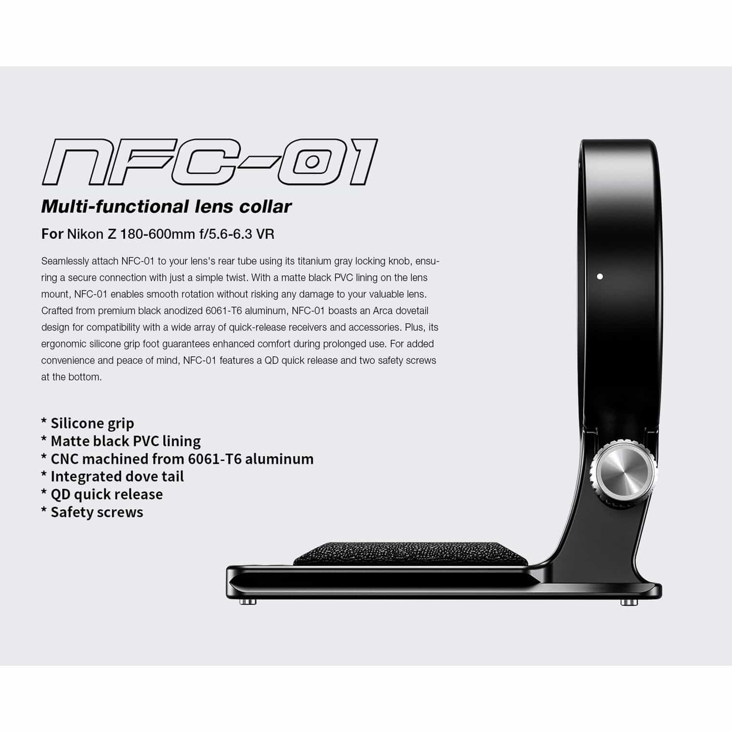 Leofoto NFC-01 Nikon 180-600MM F5.6-6.3 Arca-Swiss Tripod Collar 8