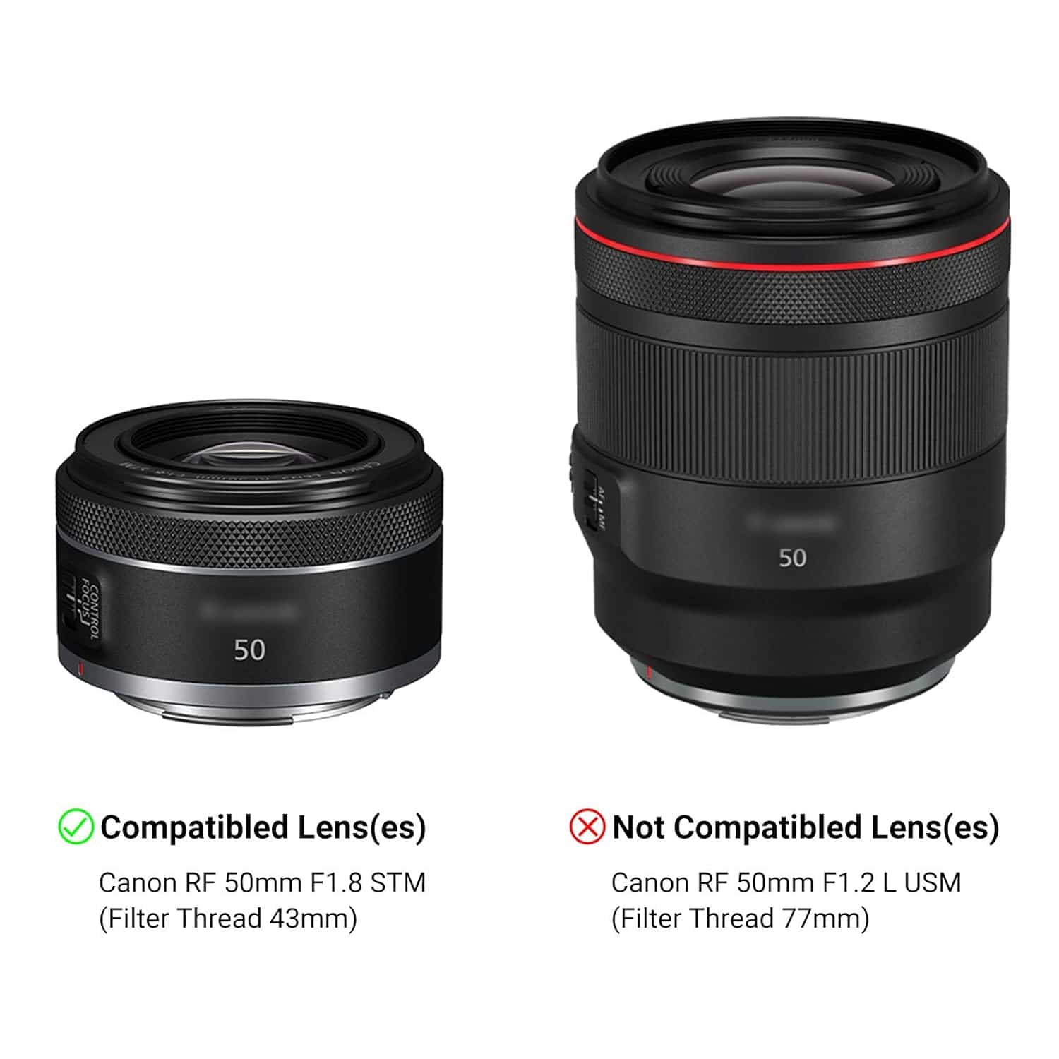 JJC LH-ES65BII (Canon RF 50MM F1.8) Lens Hood 2