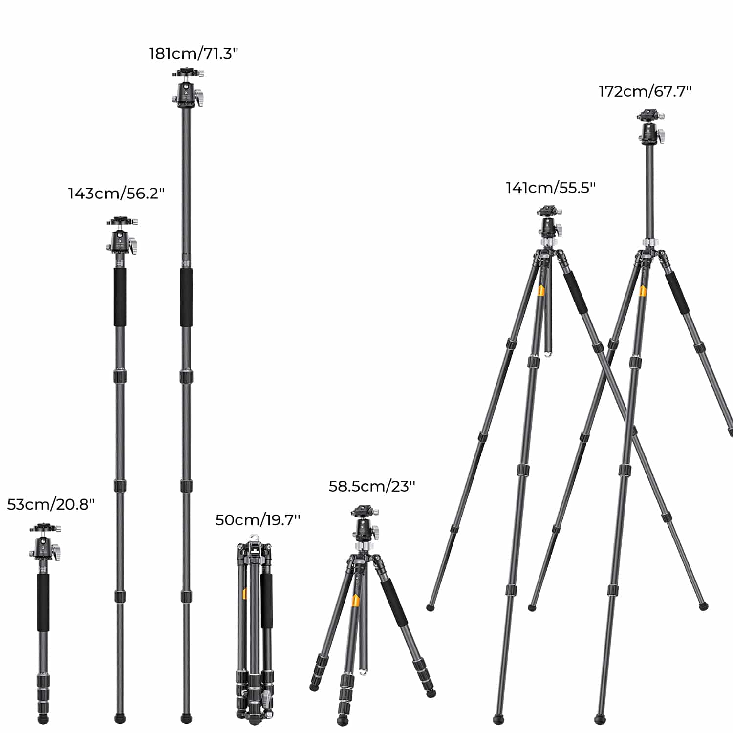 K&F Concept (KF09.116) X Series Carbon Fiber Tripod 6