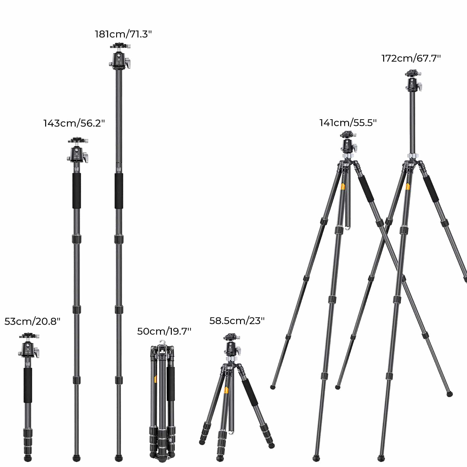 K&F Concept (KF09.117) X Series Carbon Fiber Tripod 6