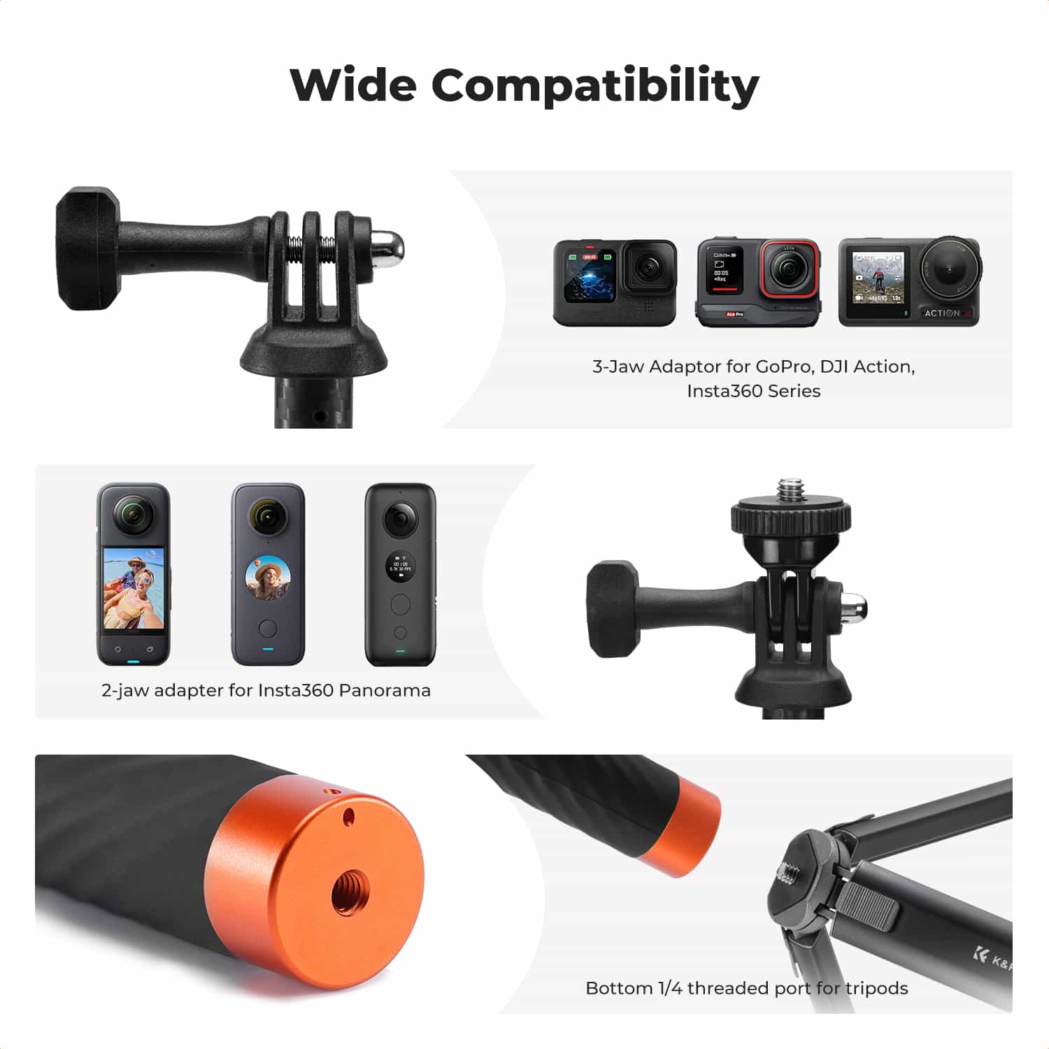K&F Concept (KF09.140) Carbon Fiber Extension Rod Selfie Stick 5