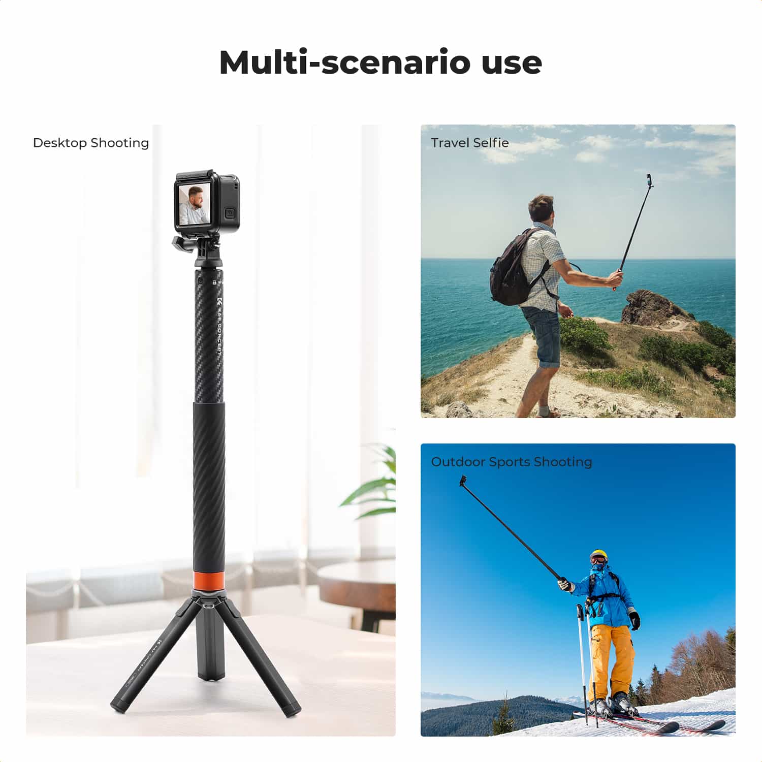 K&F Concept (KF09.140) Carbon Fiber Extension Rod Selfie Stick 6