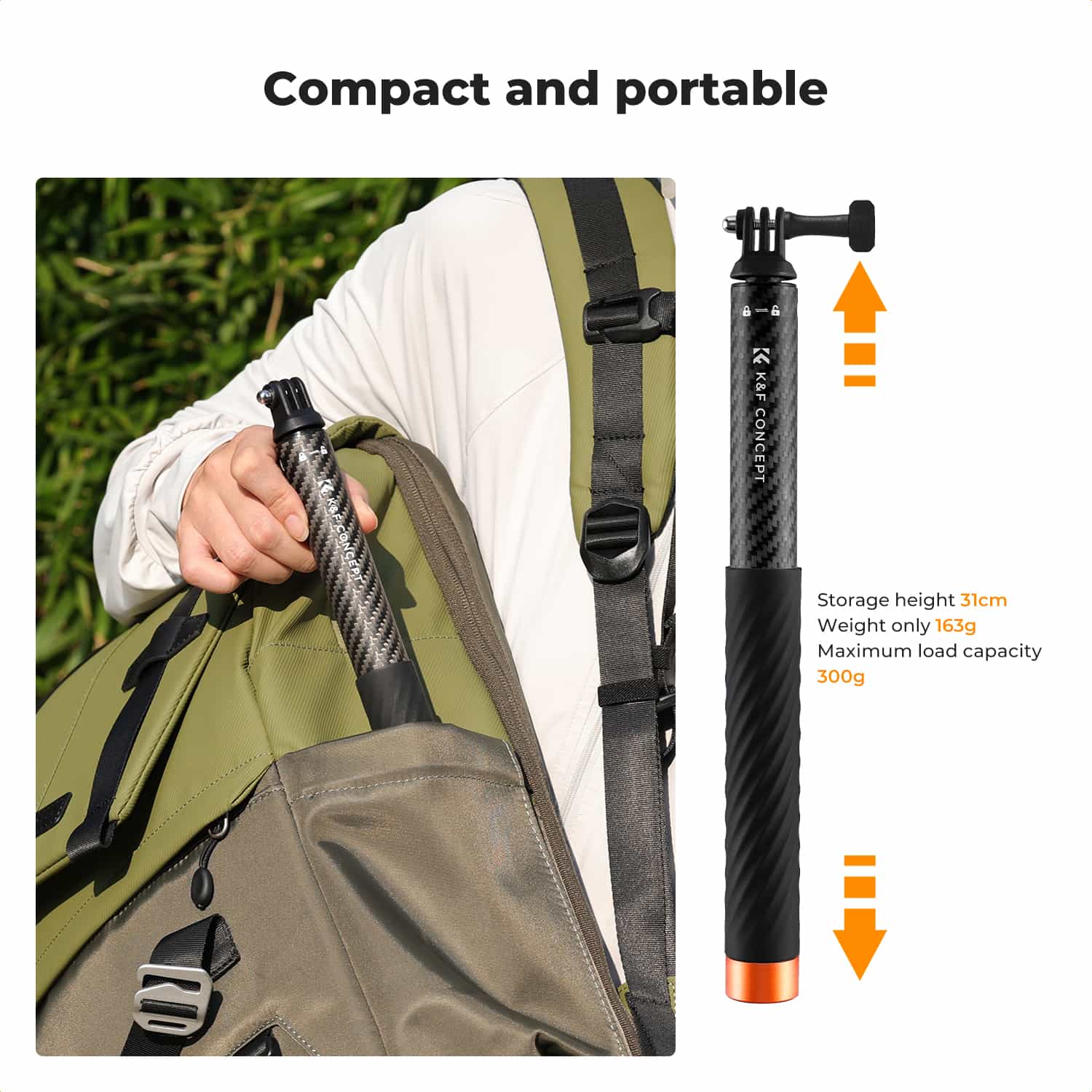 K&F Concept (KF09.140) Carbon Fiber Extension Rod Selfie Stick 7