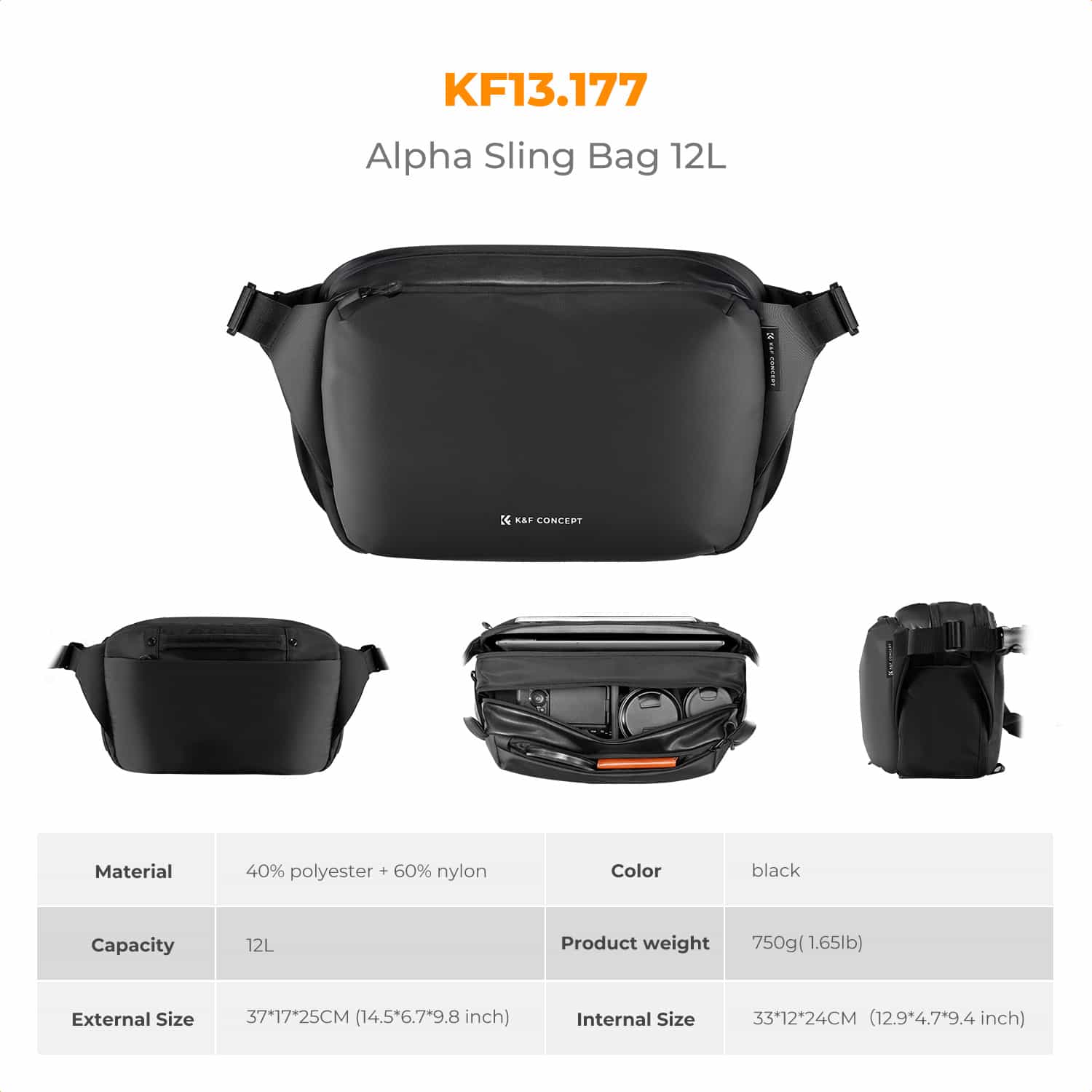 K&F Concept Camera Sling Bag (KF13.188) 4L 7
