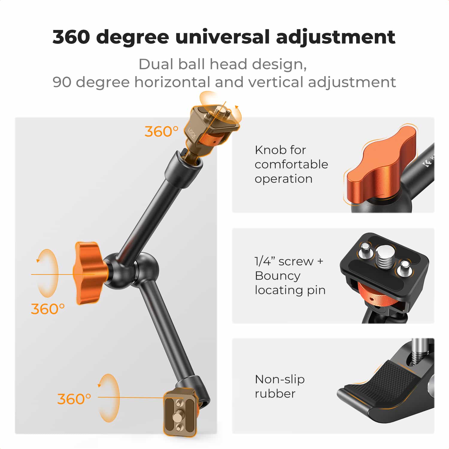 K&F Concept (KF31.132) 11 Inch Articulated Magic Arm and Magic Arm Clamp 3