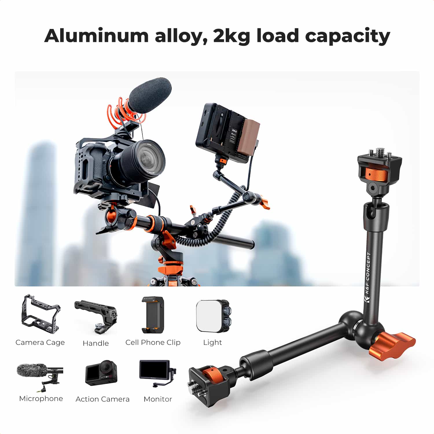 K&F Concept (KF31.132) 11 Inch Articulated Magic Arm and Magic Arm Clamp 4