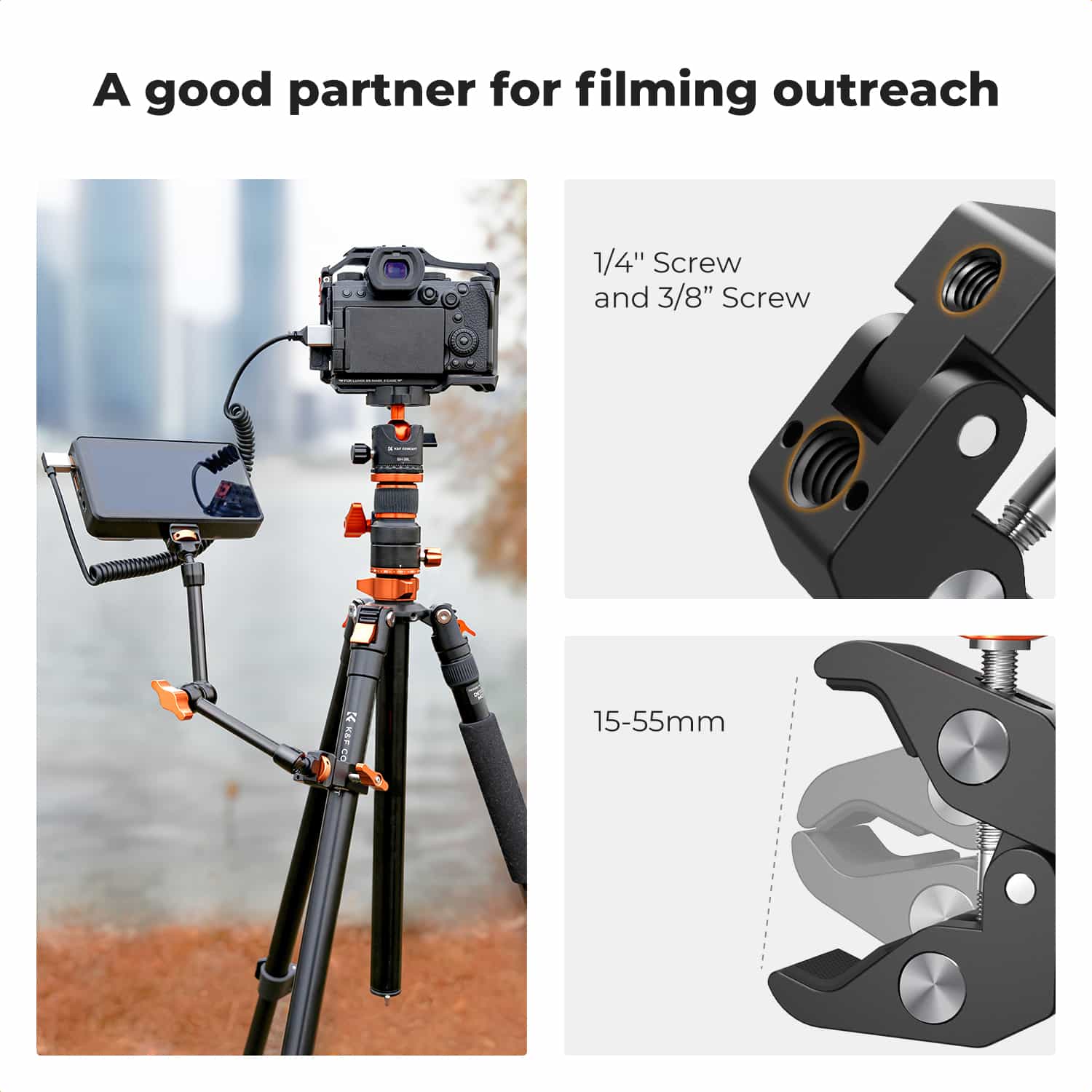 K&F Concept (KF31.132) 11 Inch Articulated Magic Arm and Magic Arm Clamp 5