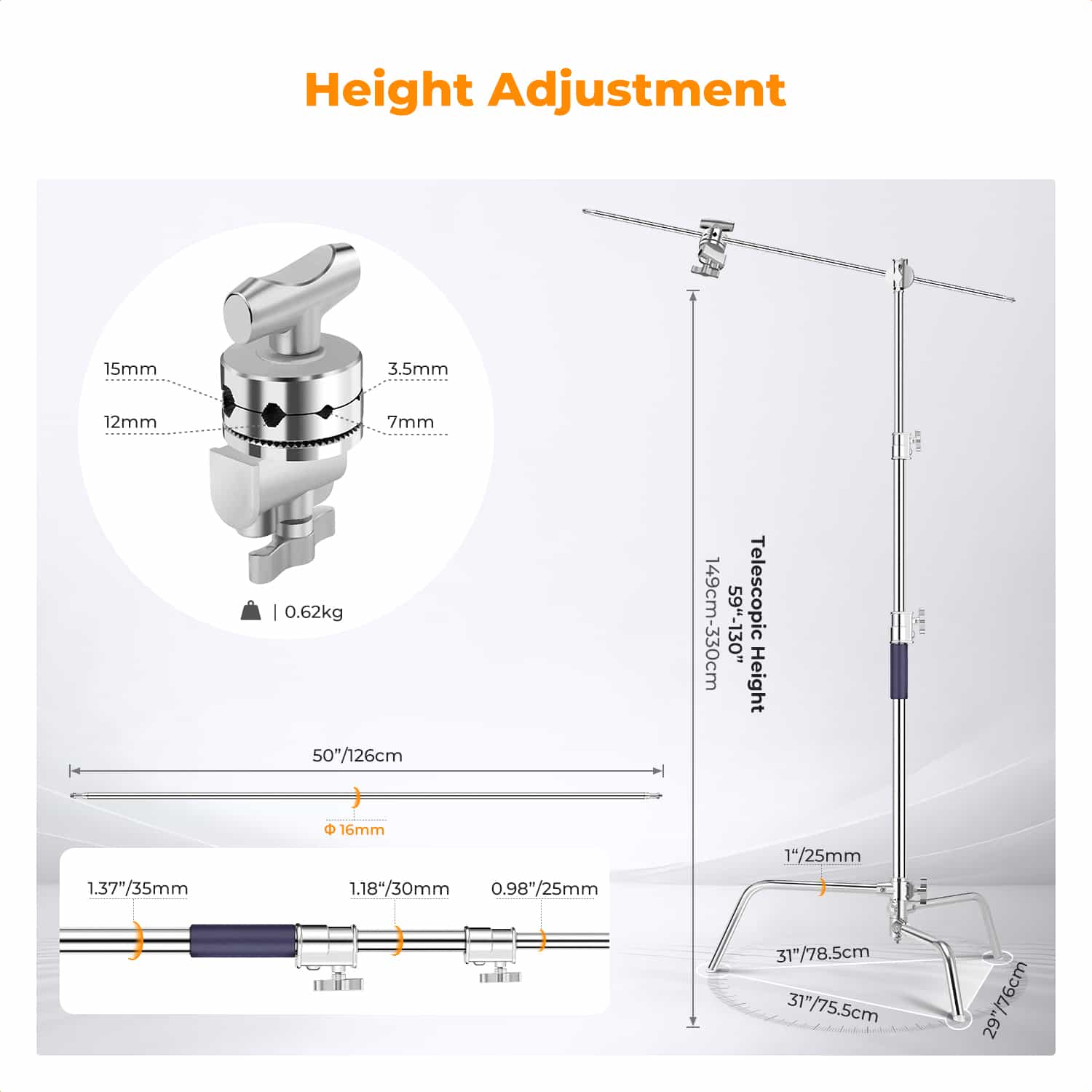 K&F Concept (KF34.037) Heavy Duty C Stand 2