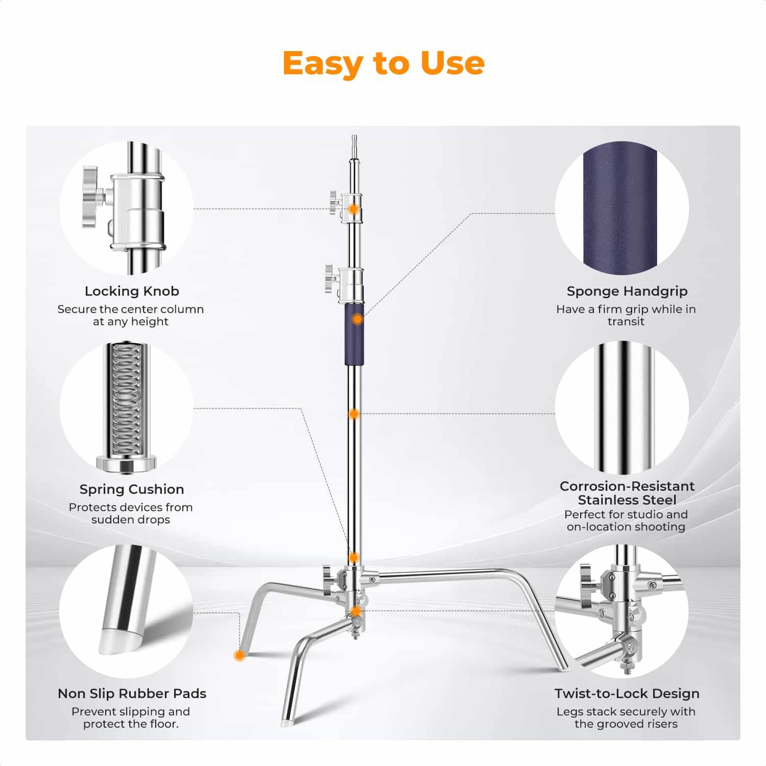 K&F Concept (KF34.037) Heavy Duty C Stand 6