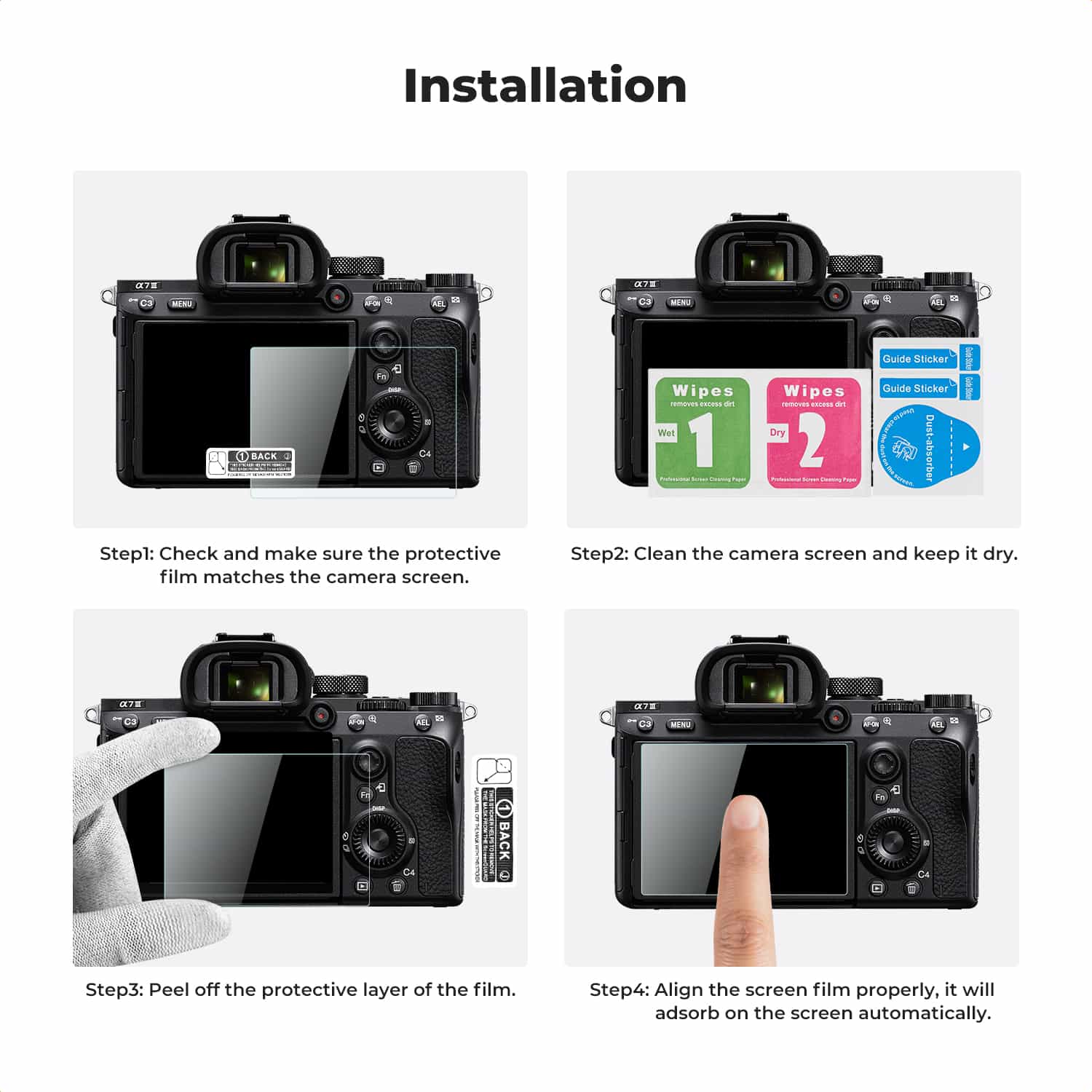 K&F Concept (SKU.2194) 3 Piece Pack Screen Protector for Sony A9, A7III, A7R II, 7II, 7S II, A9II, A7R III, A1, RX1R, RX1, RX10IV, A7C , A7S III, A7R IV, RX10 III, RX10 II, RX10, RX100 V, RX100 VA, RX100 IV, RX100II, RX100 5