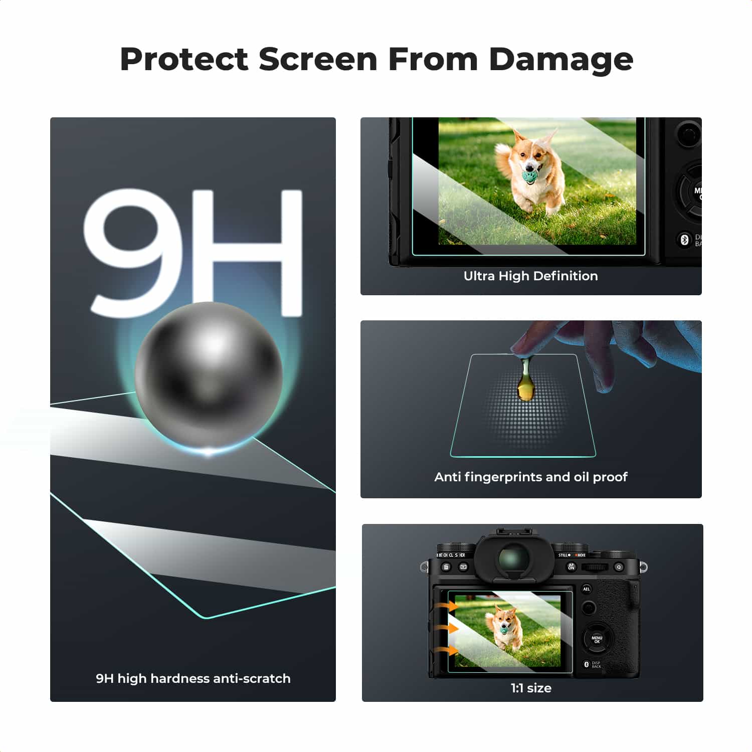 K&F Concept (SKU.2196) 3 Piece Pack Screen Protector for Fujifilm XT5, X100VI 3