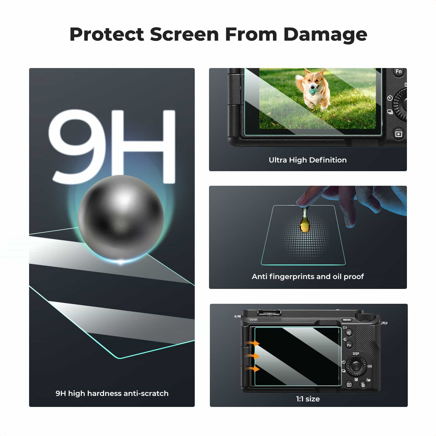 K&F Concept (SKU.2198) 3 Piece Pack Screen Protector for Sony ZV-E1, A7 IV, A6700, A7CII 3