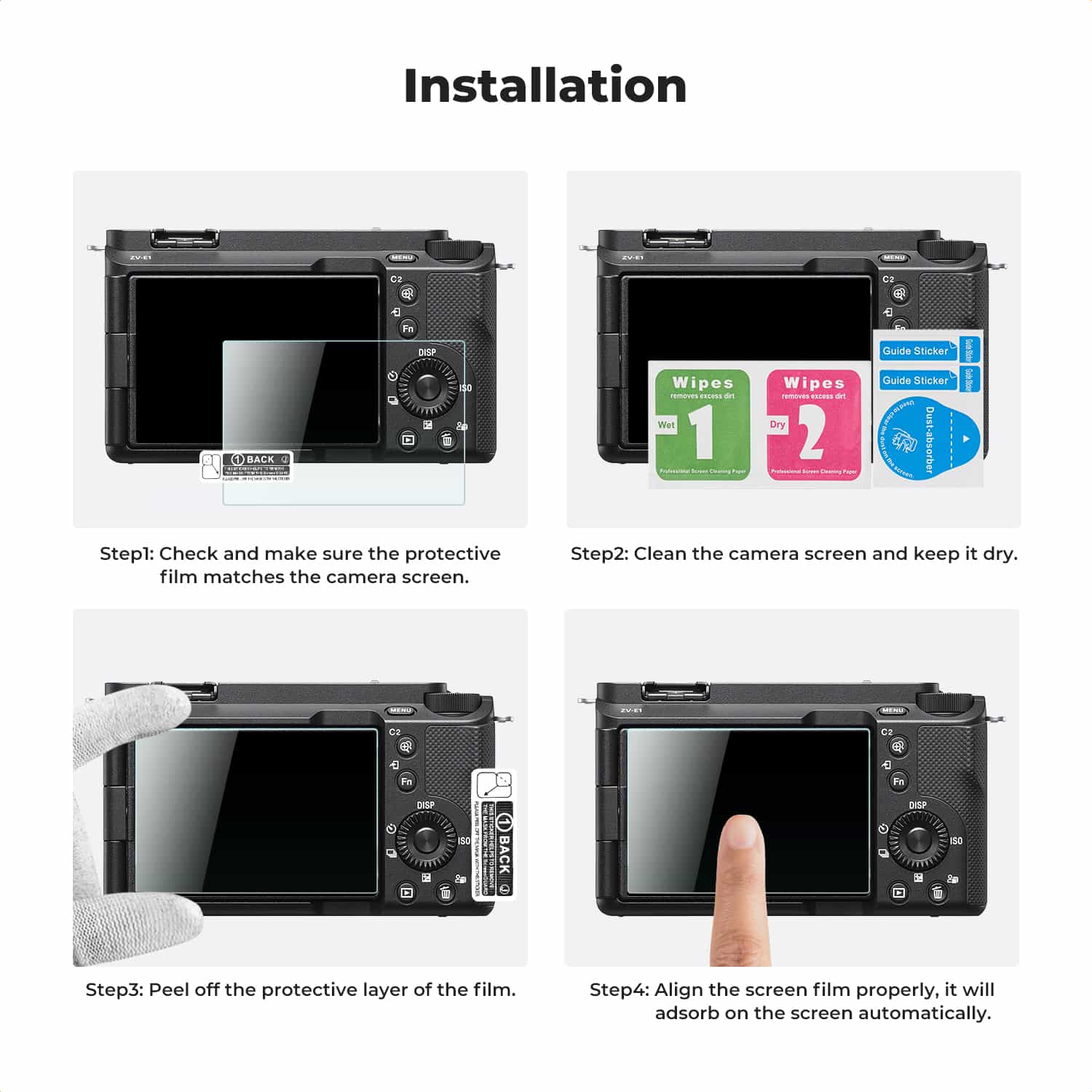 K&F Concept (SKU.2198) 3 Piece Pack Screen Protector for Sony ZV-E1, A7 IV, A6700, A7CII 5