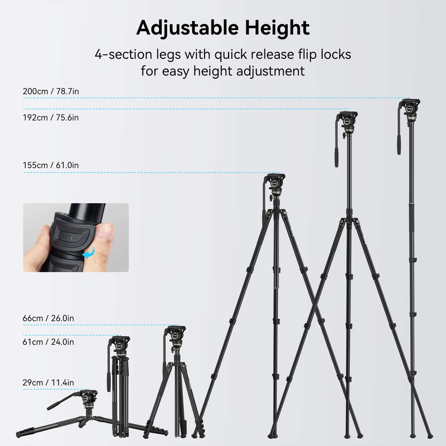 Smallrig (4475) CT-210 Video Fluid Head Tripod view 4
