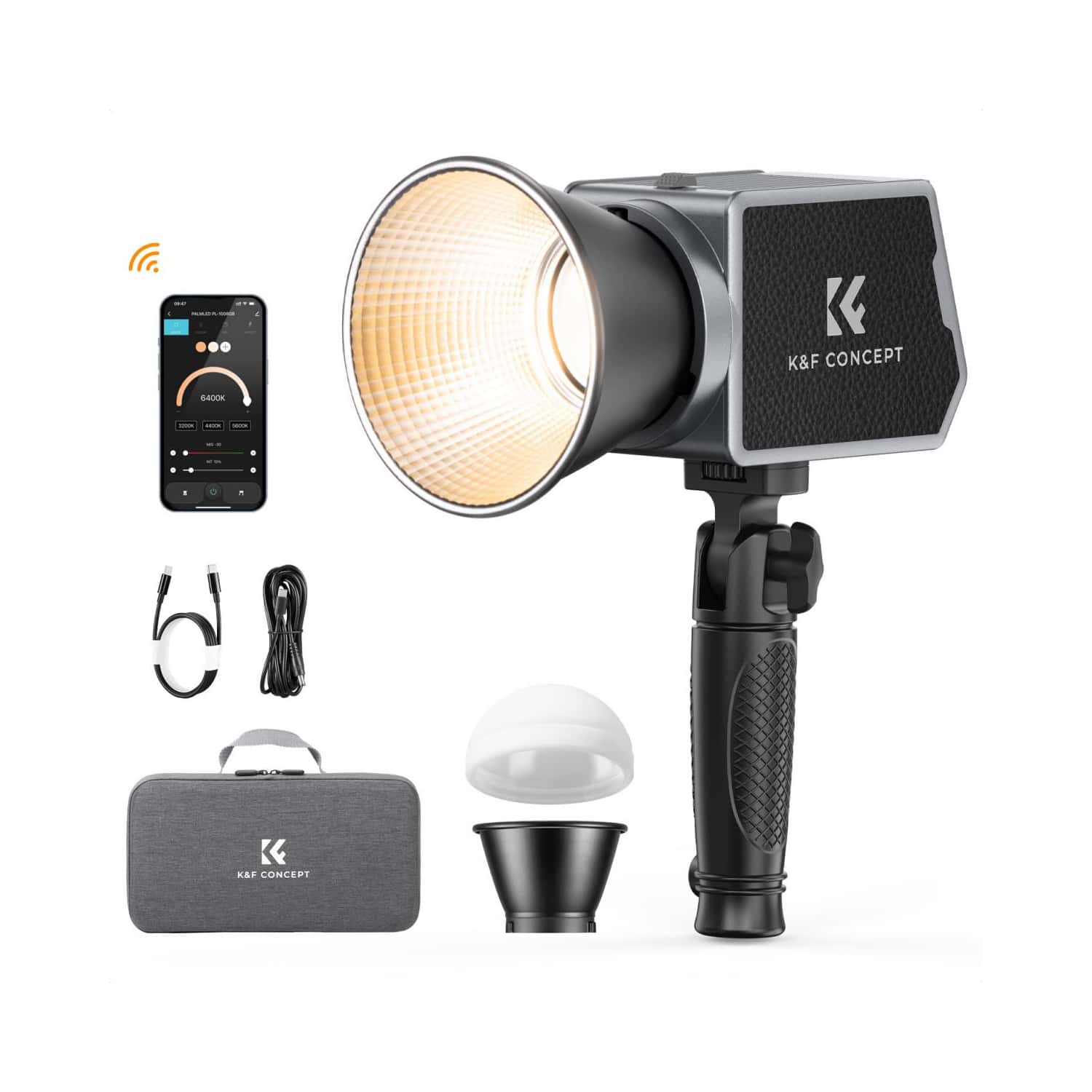 K&F Concept (KF34.045) PL-60B 60W COB Photography Light with Built-in 4500mAh Battery