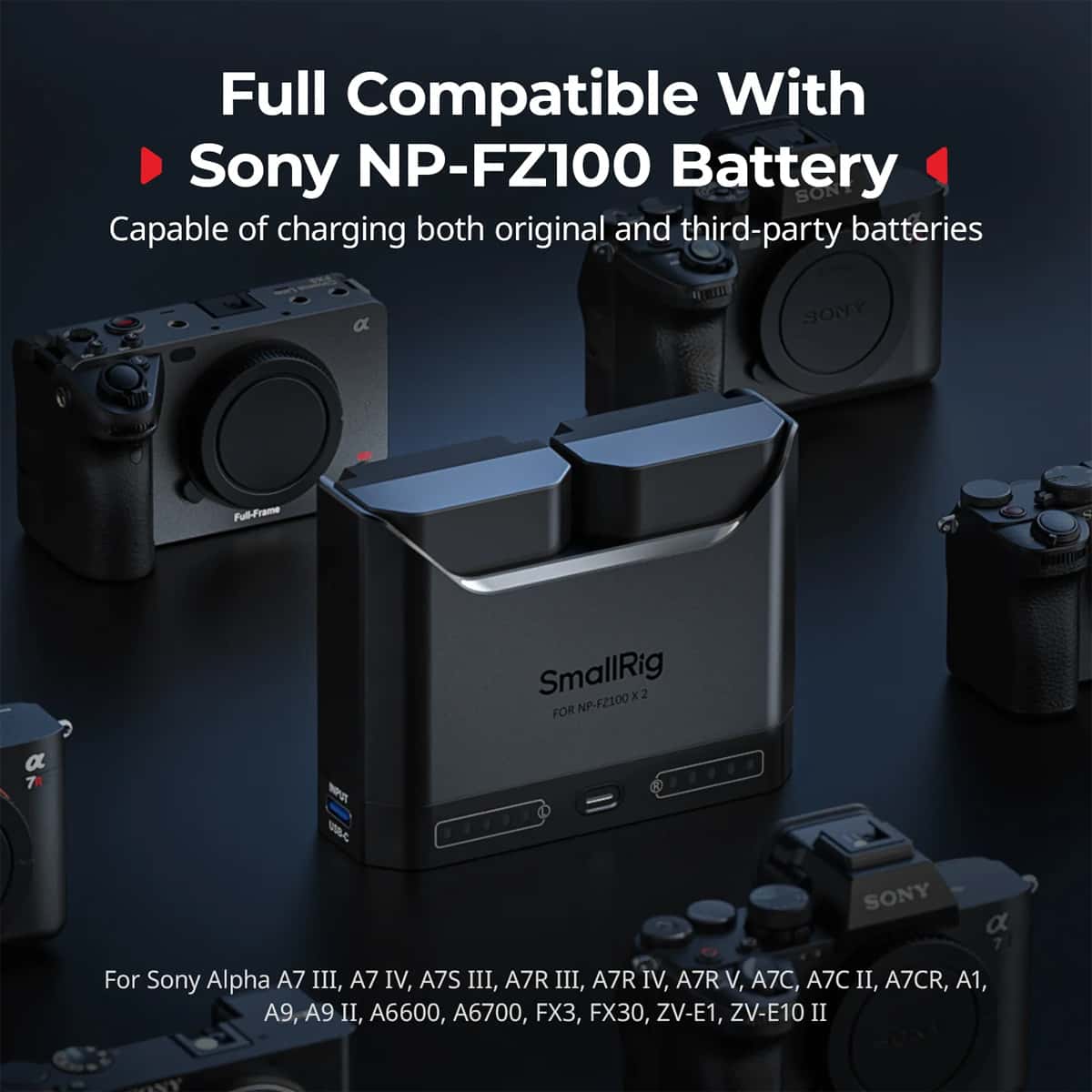 Smallrig (5489) Dual Slot Sony NP-FZ100 Battery Charger view 2