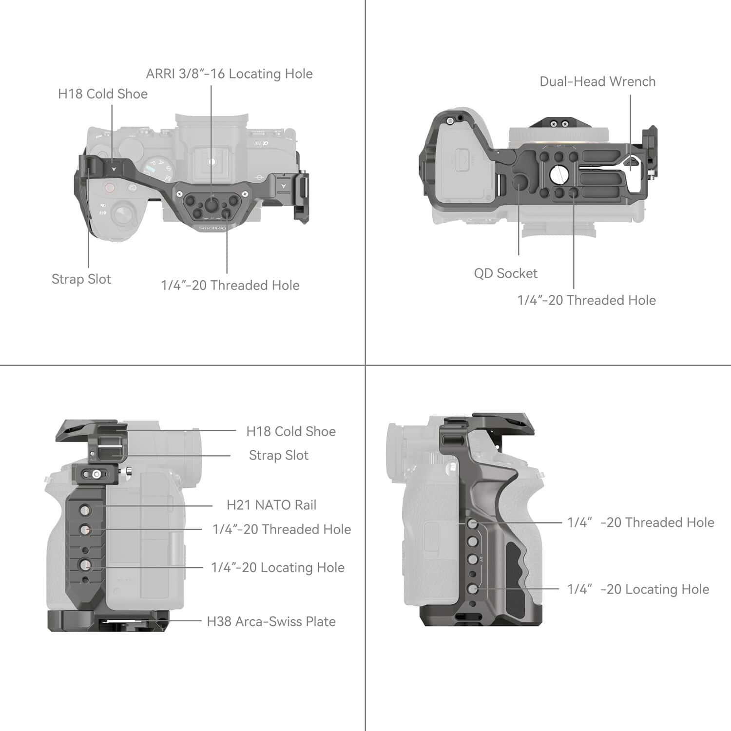 Smallrig (4481) HawkLock Quick Release Cage for Sony Alpha 7R V / Alpha 7 IV / Alpha 7S III / Alpha 1 / Alpha 7R IV view 3