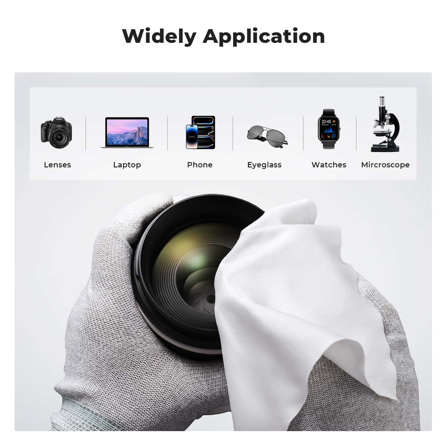 K&F Concept 10 Piece Pack Microfiber Cleaning Cloth Dust-Free White for Glass, Lenses, Phones, Screens 15*15cm view 4