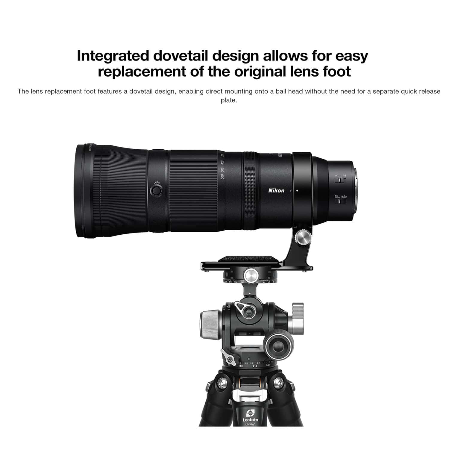 Leofoto NFC-01 Nikon 180-600MM F5.6-6.3 Arca-Swiss Tripod Collar view 7