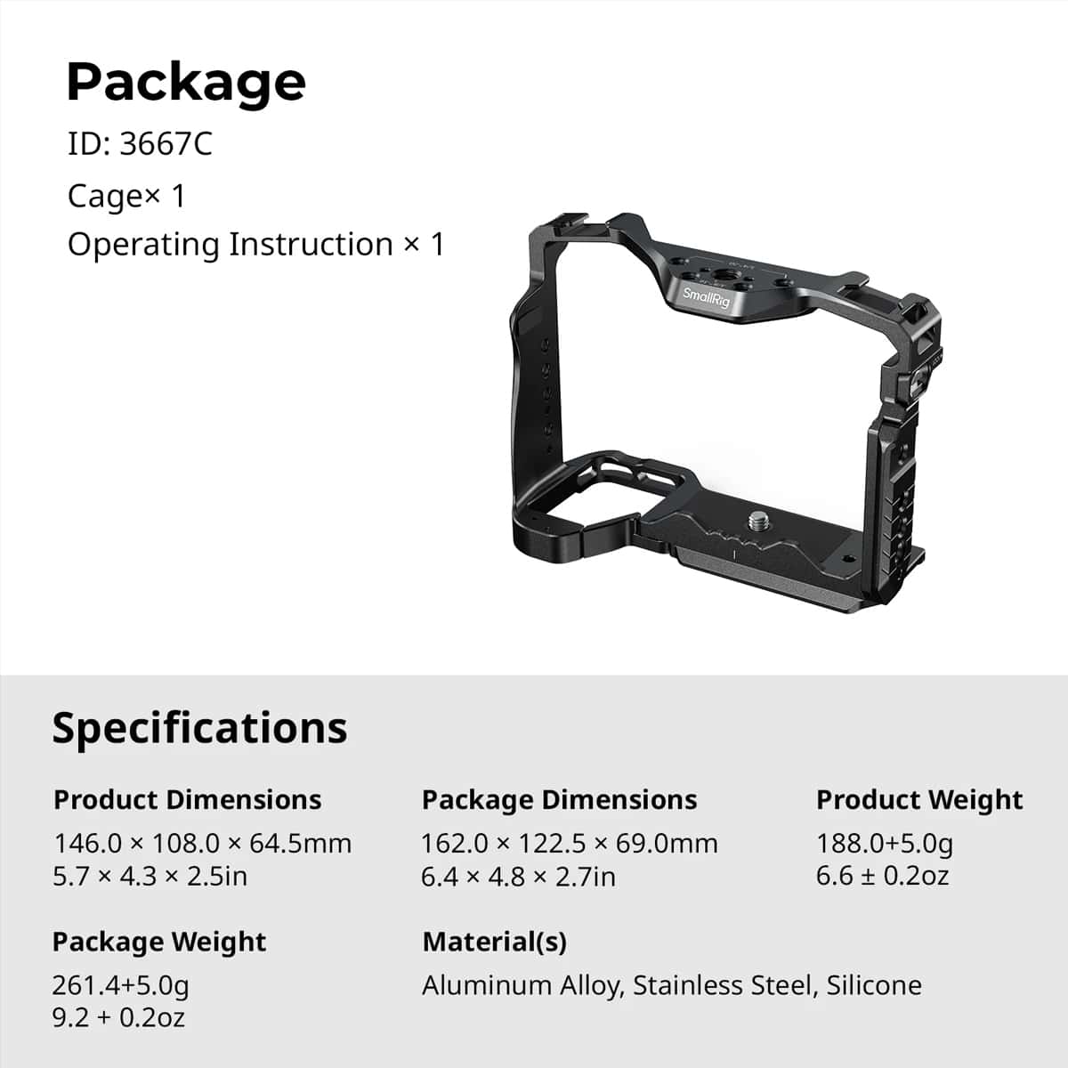 Smallrig (3667C) Cage for Sony Alpha 7V / 7RV / 7IV / 7SIII / 1 / 7RIV view 8