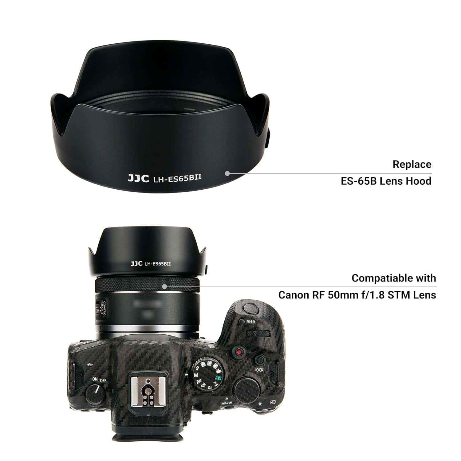 JJC LH-ES65BII (Canon RF 50MM F1.8) Lens Hood view 6