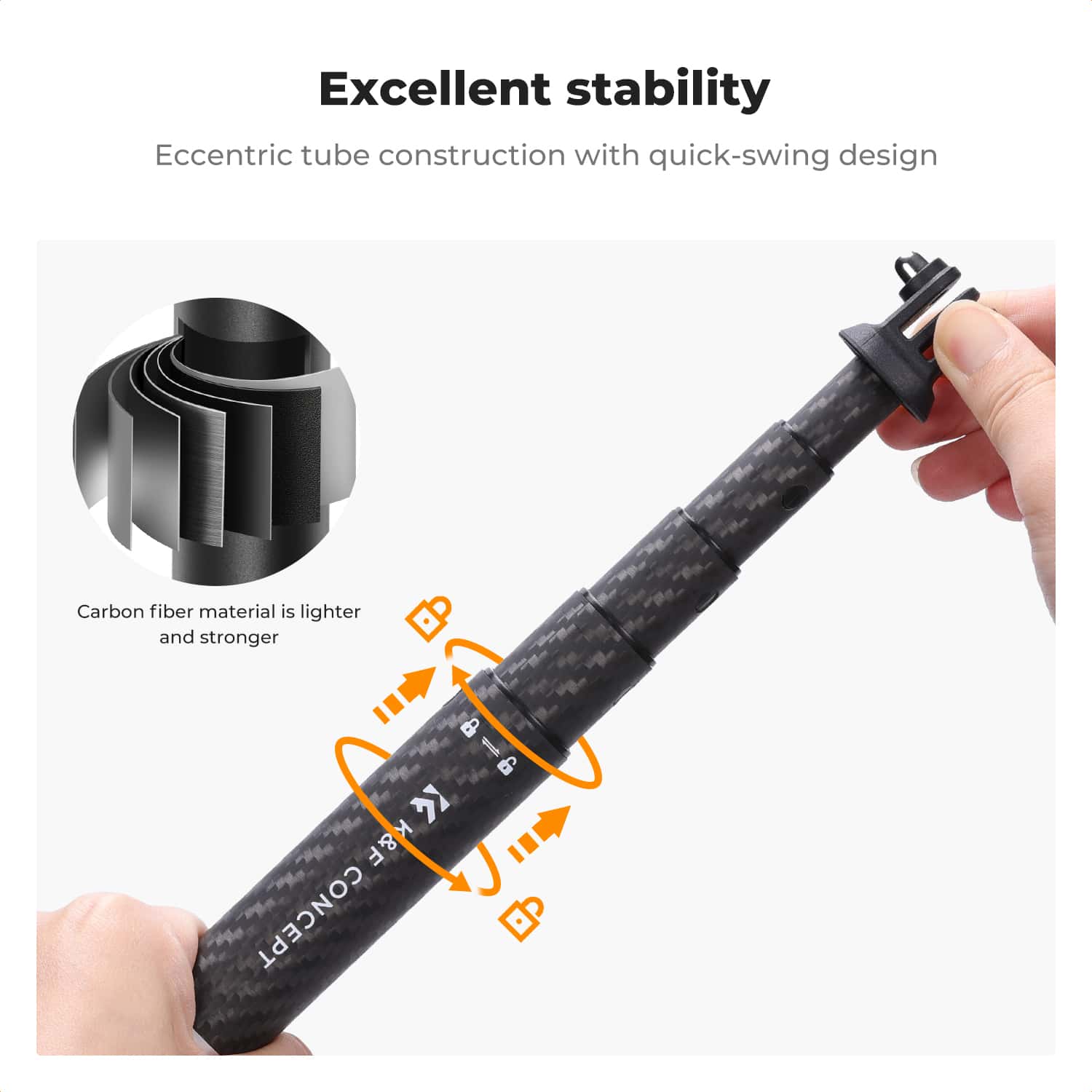 K&F Concept (KF09.140) Carbon Fiber Extension Rod Selfie Stick view 4