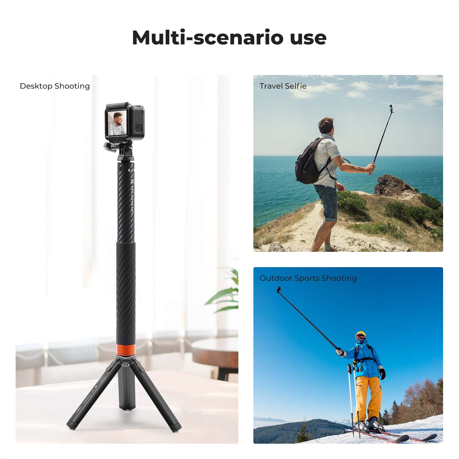 K&F Concept (KF09.140) Carbon Fiber Extension Rod Selfie Stick view 6
