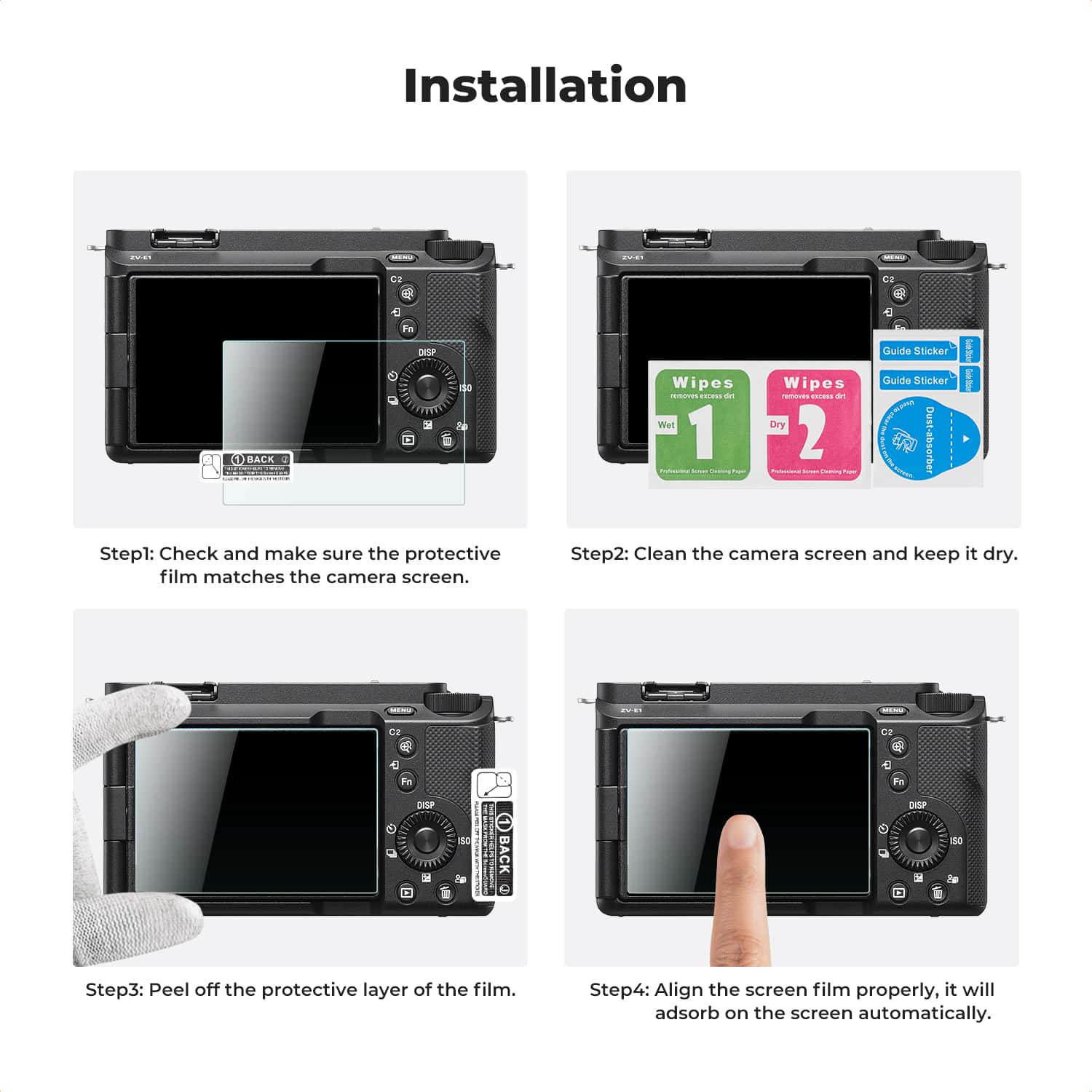 K&F Concept (SKU.2198) 3 Piece Pack Screen Protector for Sony ZV-E1, A7 IV, A6700, A7CII view 5