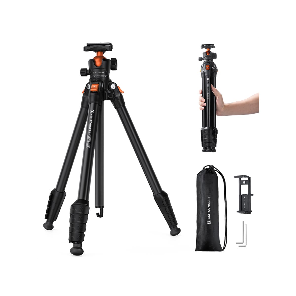 K&F Concept (KF09.161) Lightweight Compact Aluminum Travel Tripod