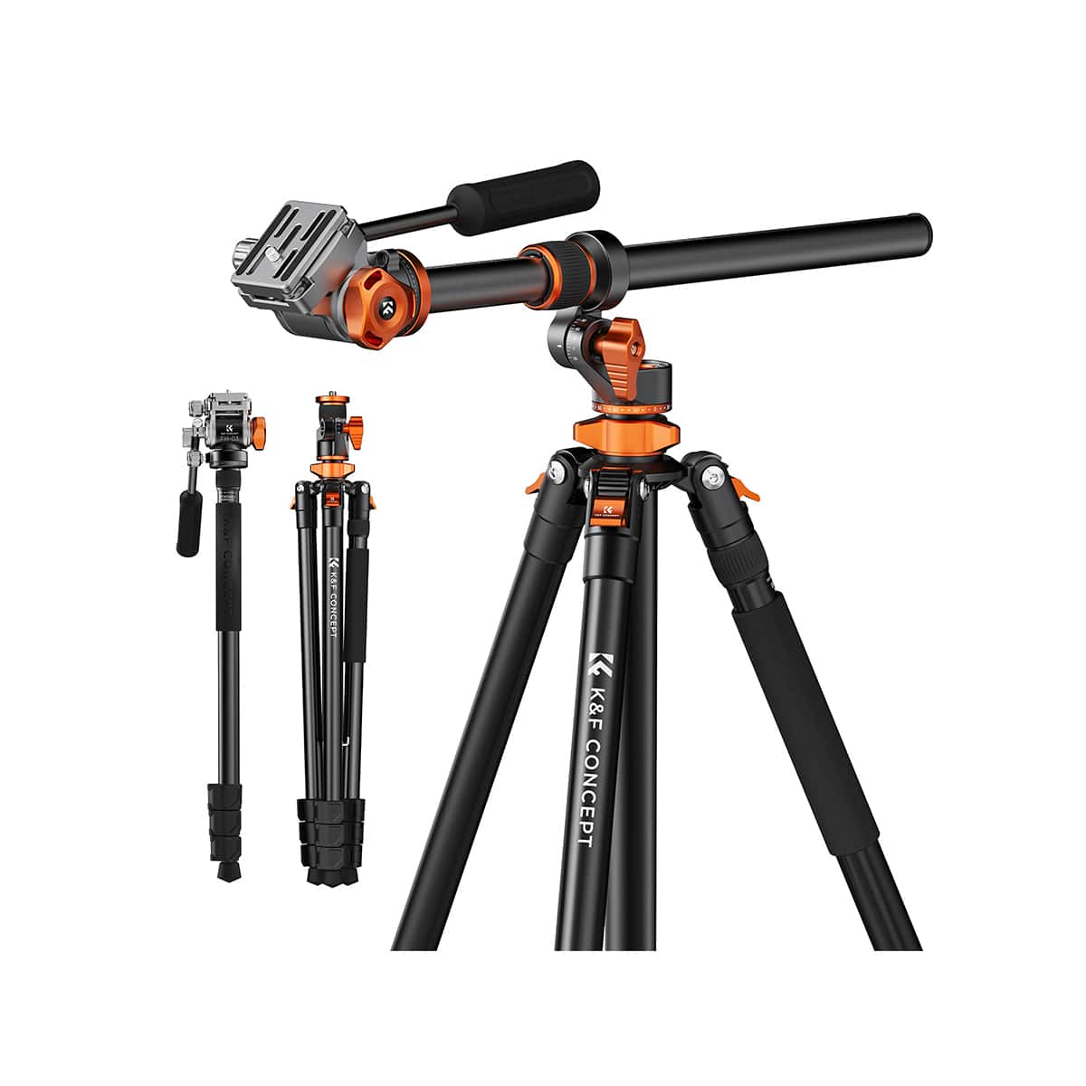 K&F Concept (KF09.137) Fluid Head Aluminum Tripod with Transverse Column